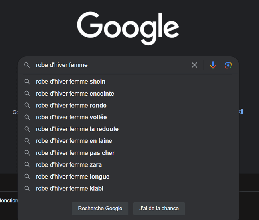 Google suggest mots clés